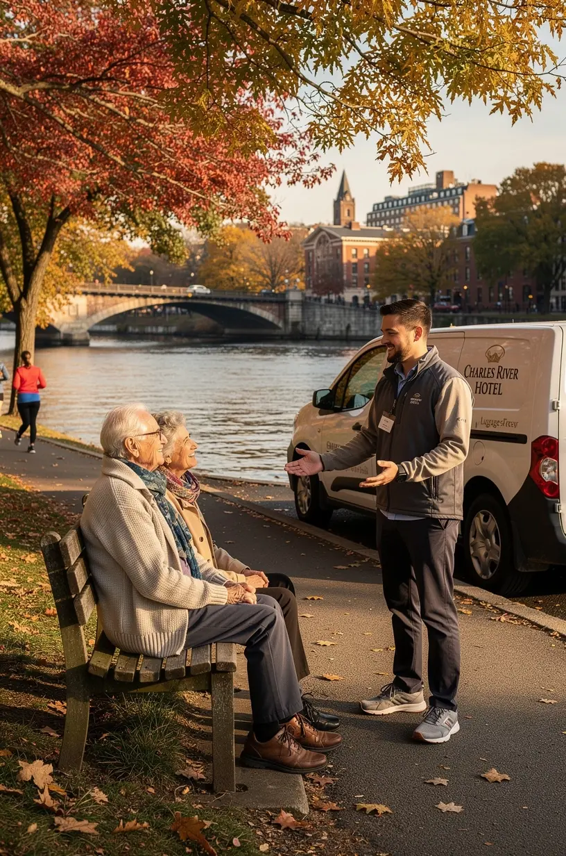 Группа туристов наслаждается прогулкой без багажа в оживленном городском парке